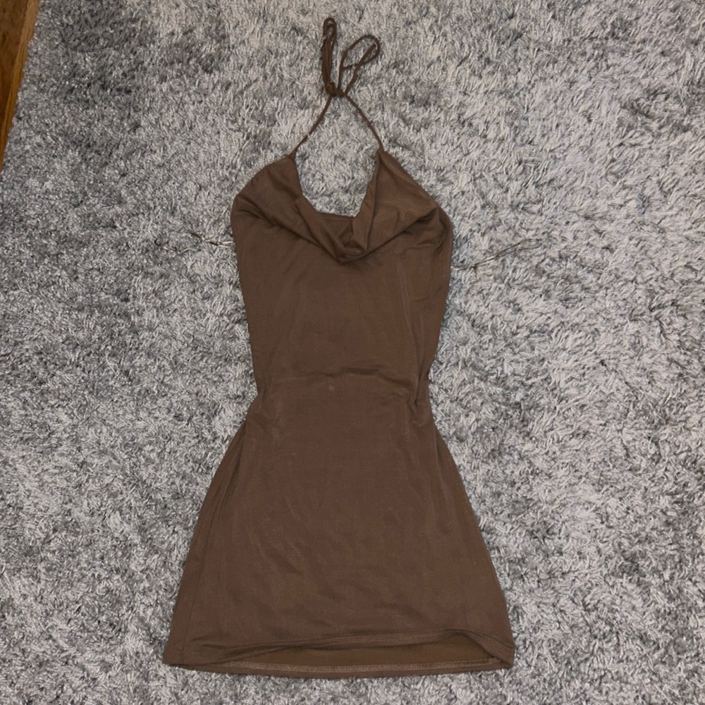 Ruby and Jenna Taupe Halter Dress Size Small NWT